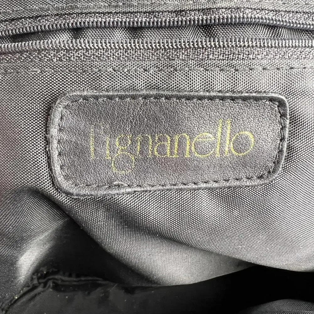 Vintage Tignanello Black Faux Leather Crossbody Backpack with Gold Hardware